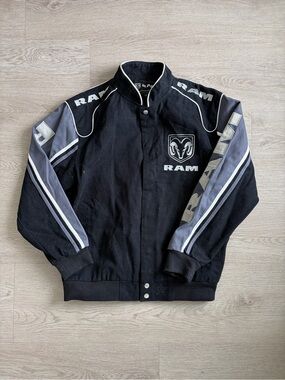 RAM Logo Black Racing Jacket with Gray Accents